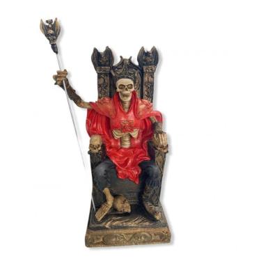 Imagem de Imagem Exu Caveira No Trono Preto  Verm Resina 35 Cm