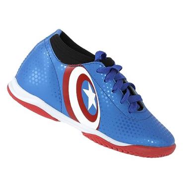 Imagem de Chuteira Dray Futsal Marvel 4500 Capitão América Azul e Vermelha - Infantil Azul 34