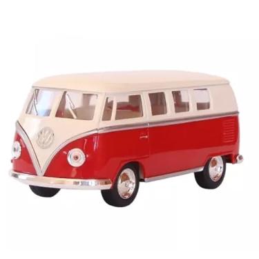 Imagem de Vw Kombi Nacional Metal 1962 Kinsmart 1:32 Vermelha e Bege