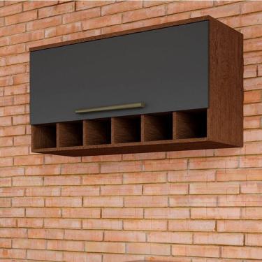 Imagem de Armário Aéreo 80cm 1 Porta Basculante 100% MDF Itália Espresso Móveis Castanho/Cinza