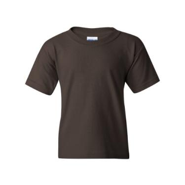 Imagem de Camiseta Gildan de algodão e gola redonda para meninos, Dark Chocolate, L
