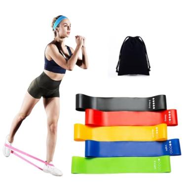 Imagem de Kit 5 Faixa Elastica Mini Band Para Exercicio Em Casa Theraband Elastico Yoga Pilates Alongamento Condifionamento Fisico