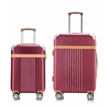 Imagem de Kit 2 Malas De Viagem, Pequena E Média, Abs, Athena, Santino (Pequena E Media, Bordô)