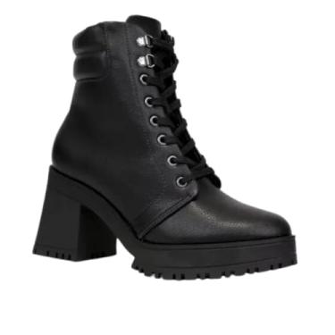 Imagem de Bota Feminina Vizzano CoturnoTratorada Cadarço Cor:Preto;Tamanho:35