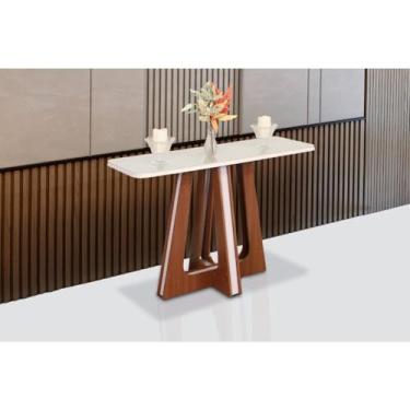 Imagem de Móveis São Carlos Aparador com Vidro Vitória 110 cm x 40 cm x 80 cm Branco/Off White