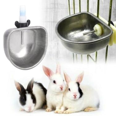 Imagem de 10 conjuntos de alimentador para animais de estimação, bebedouro de coelho de aço inoxidável, tigela de alimentação durável e fácil de instalar acessórios para Marten Fox (camiseta costurada)