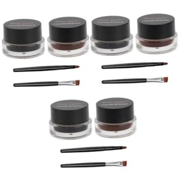 Imagem de DOITOOL 6 Peças delineador marrom claro sombra creme delineador preto à prova d'água sombra preta creme de sombra Perolizado delineador líquido pincel de delineador definir