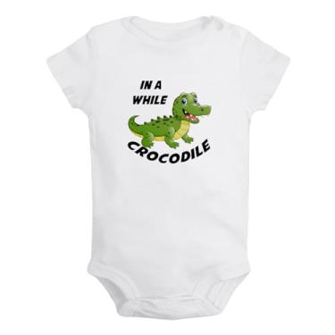 Imagem de iDzn Baby See You Later Jacaré, In A While Crocodile, Macaquinho divertido para recém-nascido, macacão infantil gráfico, Branco tipo 2, 18-24 Months