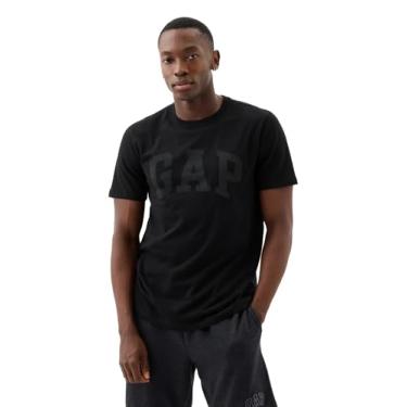 Imagem de GAP Camiseta masculina com logotipo macio para uso diário, Preto verdadeiro, XXG
