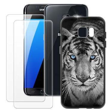 Imagem de MILEGOO Capa para Samsung Galaxy S7 Edge + 2 peças protetoras de tela de vidro temperado, capa ultrafina de silicone TPU macio à prova de choque para Samsung Galaxy S7 Edge (5,5 polegadas)