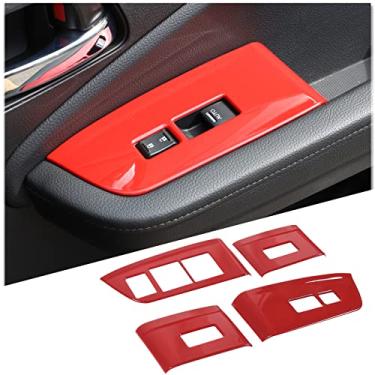 Imagem de HIRUFAIT 4 peças de acabamento da tampa do painel do interruptor de elevação da janela para Honda Pilot 2016-2022/Passport 2019-2023, material ABS porta de carro, janela, óculos, elevador, botão,