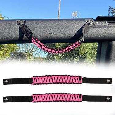 Imagem de BESTAOO Alças de barra de rolo para cabo de paracord para acessórios Ford Bronco 2021 2022 2023 2024, pacote com 2 (rosa)