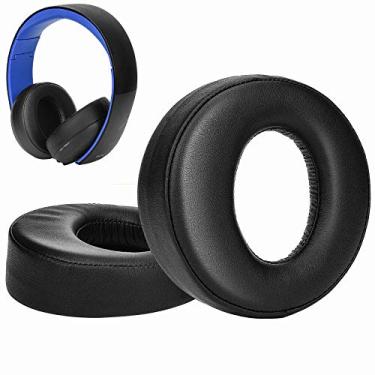 Imagem de SOULWIT Substituição de Almofadas Auriculares para Sony Gold Wireless Playstation PS4 Headset, Almofadas de Orelha para a Versão de 2014 (Modelo CECHYA-0083) Fones de Ouvido - CP Preto