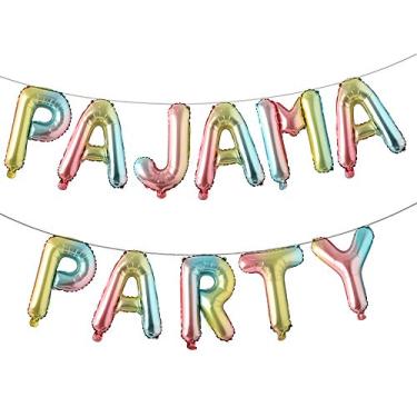 Imagem de Balões de festa de pijama de 40,64 cm, faixa para festa de aniversário, festa do pijama, faixa de fundo de balões coloridos (festa multicolorida)