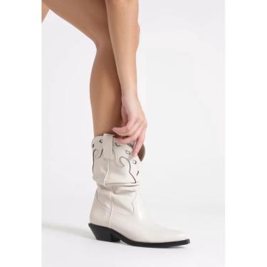 Imagem de Bota western couro branco schutz feminino