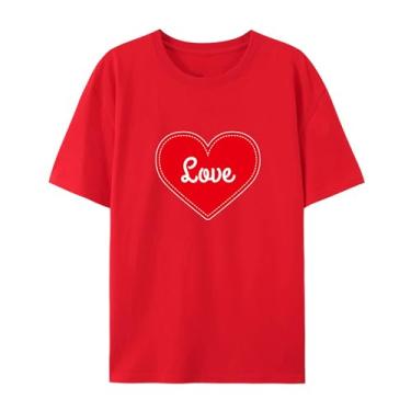 Imagem de Camiseta Love Graphic para amigos Love Funny Graphic para homens e mulheres para o amor, Vermelho, GG