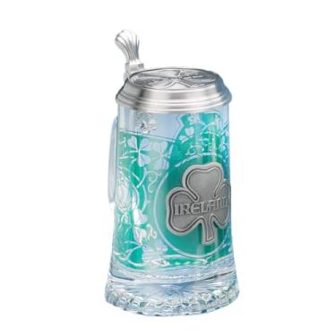 Imagem de Caneca de cerveja irlandesa de vidro alemão irlandês estanho quatro folhas trevo Claddaugh
