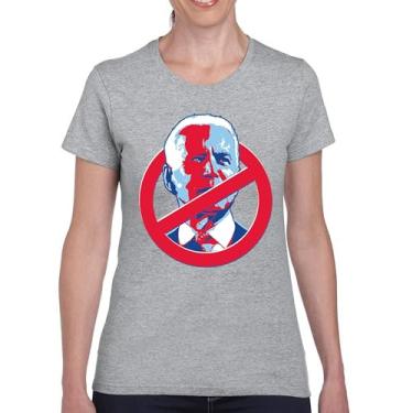 Imagem de Camiseta No Biden Anti Sleepy Joe Republican President Pro Trump 2024 MAGA FJB Lets Go Brandon Deplorable Camiseta feminina, Cinza, M