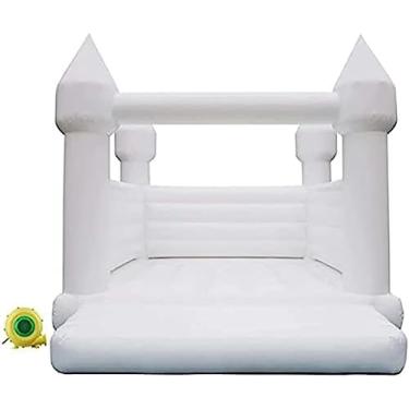 Imagem de Castelo inflável da casa do salto do casamento, decorações bouncy brancas do noivado do casamento do castelo da ponte que salta a cama para a festa, 13 pés x 11.5 pés x 10 pés