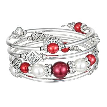 Imagem de FULU AUTUMN Pulseiras com contas para mulheres, pulseiras prateadas, bijuterias, presente moderno, 7IN, Zinco, Pérola