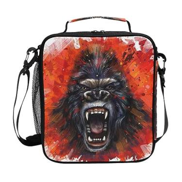 Imagem de MFTJYO Lancheira King Kong para meninos Furious térmica lancheira térmica bolsa térmica bolsa térmica alça de ombro congelável lancheira zíper impermeável piquenique refeição para escola