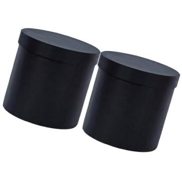 Imagem de 2 unidades de caixas de flores redondas, caixas de presente redondas com tampas Caixas de lembrancinhas de festa Arranjos de presentes de flores Baldes de embalagem de flores de cilindro de papelão pa