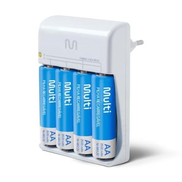 Imagem de Carregador de Pilhas Multi AA/AAA Bivolt, Leve e Portátil com 4 Pilhas AA 2500mAh Incluídas - CB054