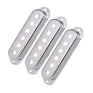 Imagem de 3 peças de capas de captador de bobina única de latão diferentes para peças de guitarra elétrica Fender Strat Squier 48 50 52 mm (cromo)