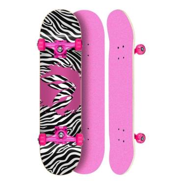 Imagem de Skate Montado Profissional Cisco Lixa/Truck/Roda Rosa