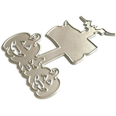 Imagem de Placa de abóbora cortada para fazer cartões, moldes de corte de metal de Halloween, parabéns, corte, aniversário, estampagem, estêncil, modelo para decoração de scrap-booking, cartão de bênção de