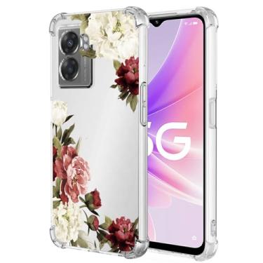 Imagem de Ueokeird Capa de telefone para OnePlus Nord N300 5G/OPPO A57 5G/A77 5G/Realme Q5i 5G/Realme V23 5G/V23i 5G Capa para meninas, capa protetora fina à prova de choque com padrão floral transparente TPU