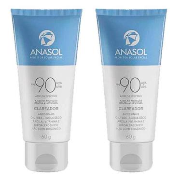 Imagem de Kit 2 Protetores Solar 60g Facial Clareador FPS 90 - Anasol