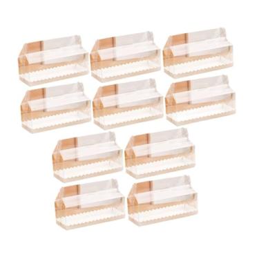 Imagem de IEUDNS 10 peças de caixas de bolo de padaria caixa de rolo de bolo caixa de cupcake de presente portátil com alça caixa de embalagem de rolo de bolo para, L