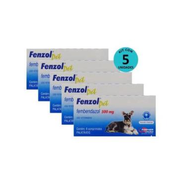 Imagem de Kit 5 Vermífugo Fenzol Pet 500mg C/ 6 comprimidos- Agener