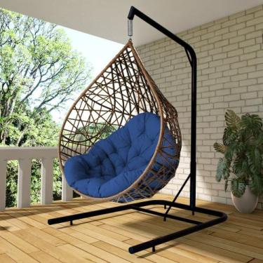 Imagem de Cadeira Balanço Ninho Suspenso Gota Tramado com Almofada Impermeável -