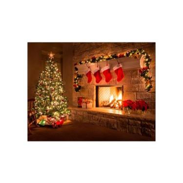 Imagem de Fundo Fotográfico 1,55 X 1,20 - Lareira e Árvore de Natal 088 - Via Co