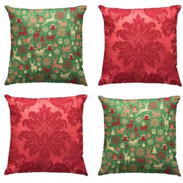 Imagem de Kit 4 Capas de Almofada de Natal Natalina Decorativas 45 x 45 - Millen