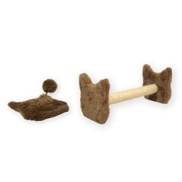 Imagem de KIT 2 Em 1 Arranhador Para Gato Sisal Poste Vertical Cara De Gato Mola