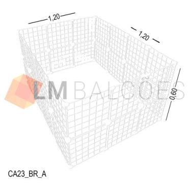 Imagem de Cercadinho Aramado Branco Para Pet - 1,20 x 0,60 x 1,20m - LM Balcoes