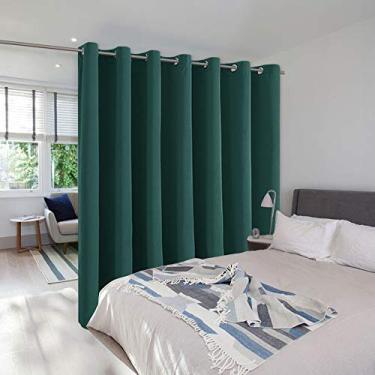 Imagem de NICETOWN Divisórias de sala com isolamento térmico, divisórias de tela, divisórias de tela com ilhós, painel de cortina para solução espacial (verde caçador, 1 pacote, 3,8 m de largura x 2,4 m de