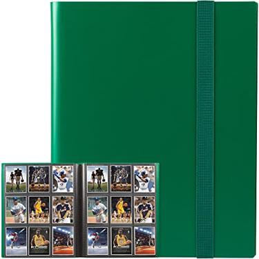 Imagem de GEAoffice Fichário de cartões, 9 bolsos, pasta de álbum, fichário de bolso com 360 bolsos laterais para Yugioh, MTG e outros TCG, verde