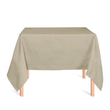 Imagem de Toalha de Mesa Quadrada em Tecido Jacquard Bege e Marrom Acinzentado L