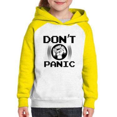 Imagem de Moletom Infantil Don't Panic - Foca na Moda, Branco, Amarelo, 10