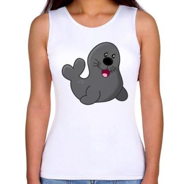 Imagem de Regata Feminina Foca Feliz - Foca na Moda, Branco, GG