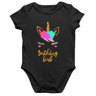 Imagem de Body Bebê Algodão Birthday Girl - Foca na Moda, Preto, G