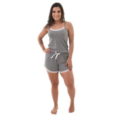 Imagem de Babydoll Feminino Pijama Malha Canelado Alça Linha Confort - Prikéta P