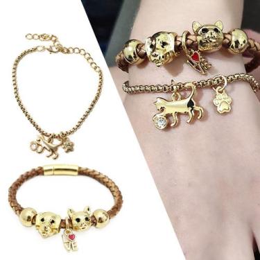 Imagem de Kit C/02 Pulseiras Feminina Pet Cachorro Gato Patinha - GRANADO ACESSÓ