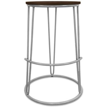 Imagem de Banco Banqueta Média Industrial Dinamarca Em Aço Balcão Bar Cozinha Pr