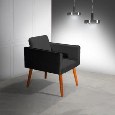 Imagem de Poltrona Destak Preto Decorativo Pés Madeira Rede Móveis
