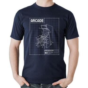 Imagem de Camiseta Algodão Arcade Fliperama Projeto - Foca na Moda, Marinho, GG
